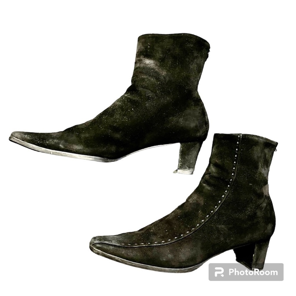 PRADA made in Italy suede black boots EUR38~US7-7.5 Vero cuoio side stitched